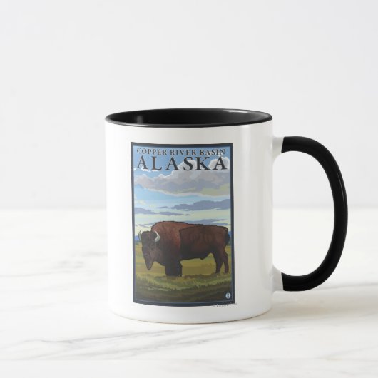 Bison Scene - Copper River Basin, Alaska Mok (Rechts)