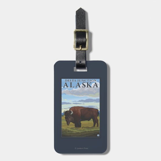 Bison Scene - Delta Junction, Alaska Bagagelabel (Voorkant verticaal)
