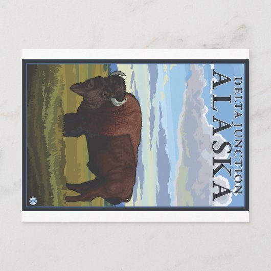 Bison Scene - Delta Junction, Alaska Briefkaart (Voorkant)
