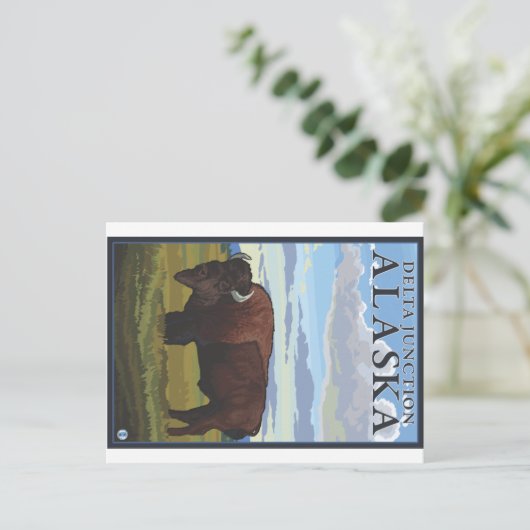Bison Scene - Delta Junction, Alaska Briefkaart (Staand voorkant)