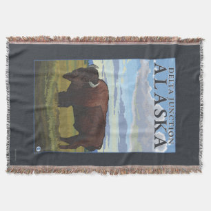 Bison Scene - Delta Junction, Alaska Deken