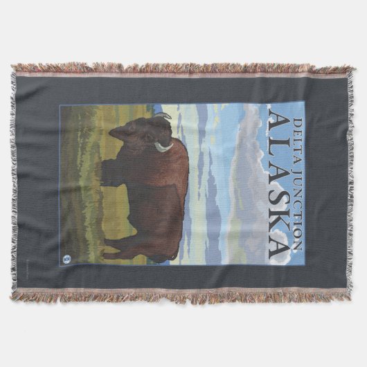 Bison Scene - Delta Junction, Alaska Deken (Voorkant)
