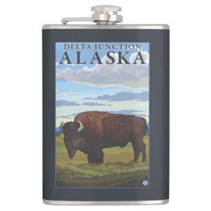 Bison Scene - Delta Junction, Alaska Heupfles