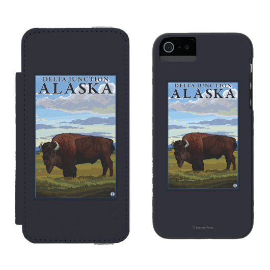 Bison Scene - Delta Junction, Alaska Incipio iPhone Portemonnee Hoesje (Naast elkaar)