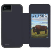 Bison Scene - Delta Junction, Alaska Incipio iPhone Portemonnee Hoesje (Agenda Open)