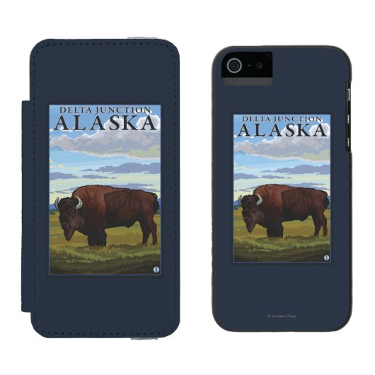 Bison Scene - Delta Junction, Alaska Incipio iPhone Portemonnee Hoesje (Naast elkaar)