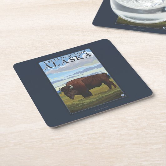 Bison Scene - Delta Junction, Alaska Kartonnen Onderzetters (Schuin)