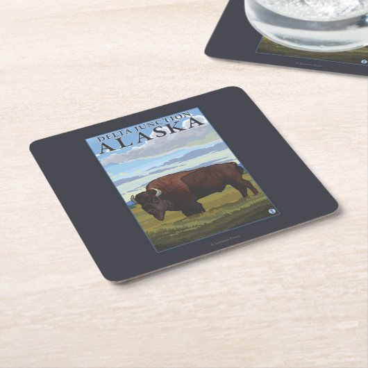 Bison Scene - Delta Junction, Alaska Kartonnen Onderzetters (Schuin)