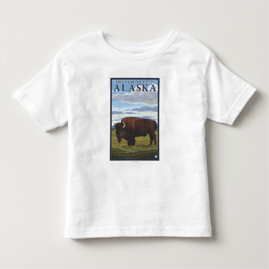 Bison Scene - Delta Junction, Alaska Kinder Shirts (Voorkant)