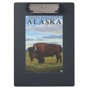 Bison Scene - Delta Junction, Alaska Klembord