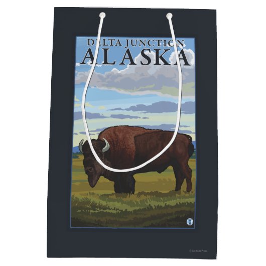 Bison Scene - Delta Junction, Alaska Medium Cadeauzakje (Achterkant)