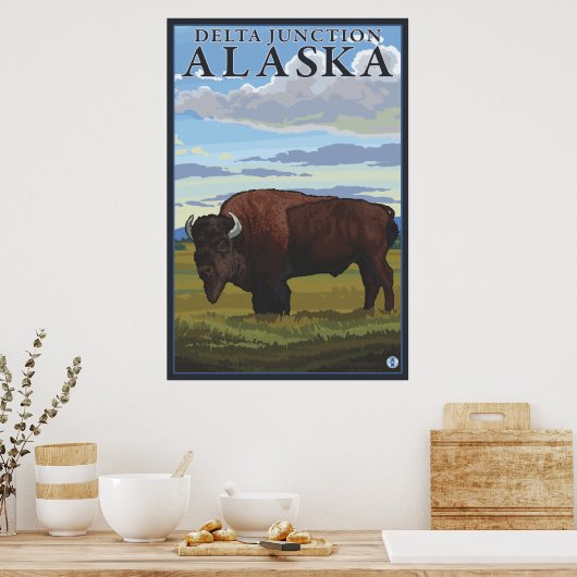 Bison Scene - Delta Junction, Alaska Poster (Keuken)