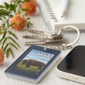 Bison Scene - Delta Junction, Alaska Sleutelhanger (Voorkant Rechts)