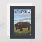Bison Scene - Fairwell, Alaska Briefkaart (Voorkant / Achterkant)