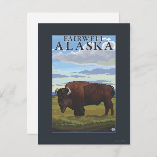 Bison Scene - Fairwell, Alaska Briefkaart (Voorkant / Achterkant)