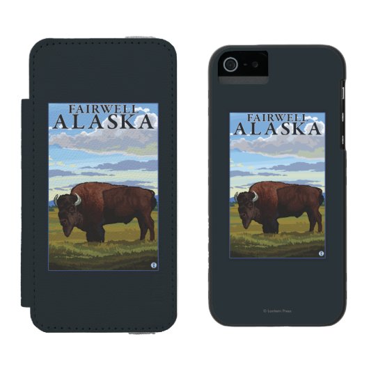 Bison Scene - Fairwell, Alaska Incipio iPhone Portemonnee Hoesje (Naast elkaar)