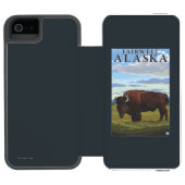 Bison Scene - Fairwell, Alaska Incipio iPhone Portemonnee Hoesje (Agenda Open)