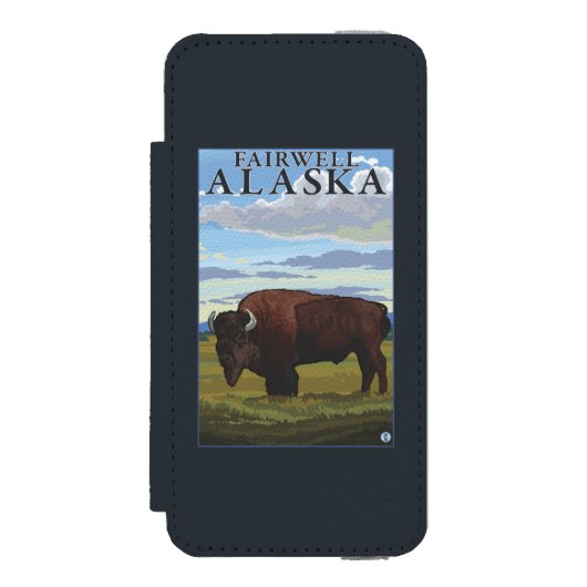 Bison Scene - Fairwell, Alaska Incipio iPhone Portemonnee Hoesje (Voorkant Agenda)