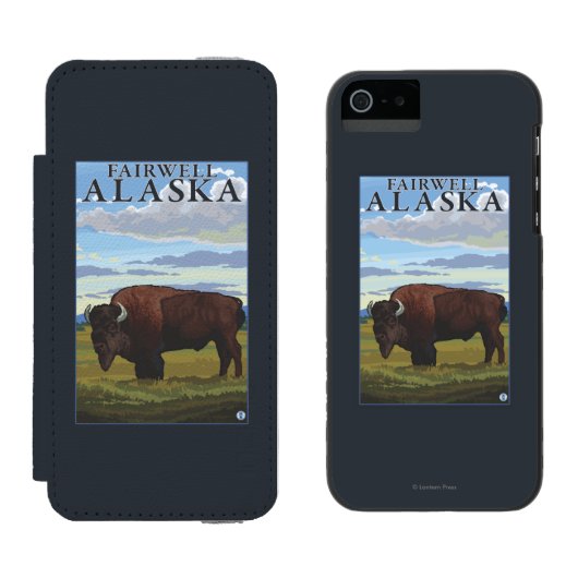 Bison Scene - Fairwell, Alaska Incipio iPhone Portemonnee Hoesje (Naast elkaar)