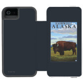 Bison Scene - Fairwell, Alaska Incipio iPhone Portemonnee Hoesje (Agenda Open)