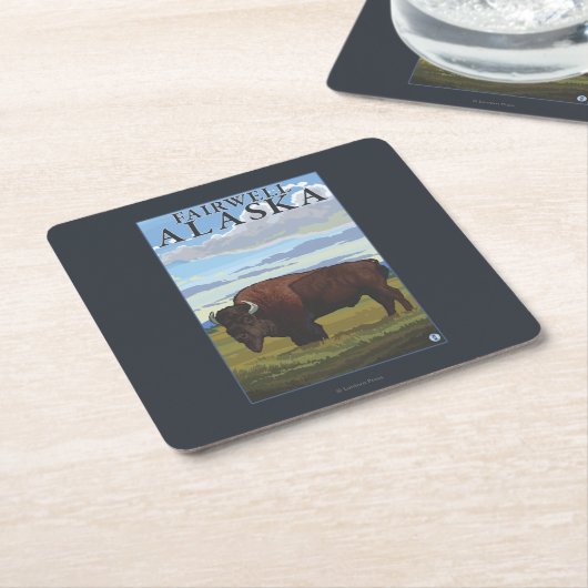 Bison Scene - Fairwell, Alaska Kartonnen Onderzetters (Schuin)