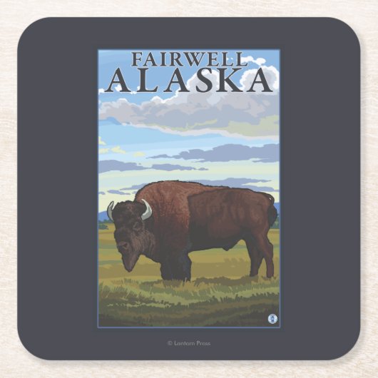 Bison Scene - Fairwell, Alaska Kartonnen Onderzetters (Voorkant)