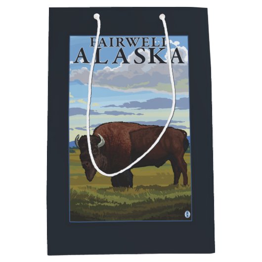 Bison Scene - Fairwell, Alaska Medium Cadeauzakje (Voorkant)