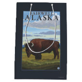 Bison Scene - Fairwell, Alaska Medium Cadeauzakje (Achterkant)