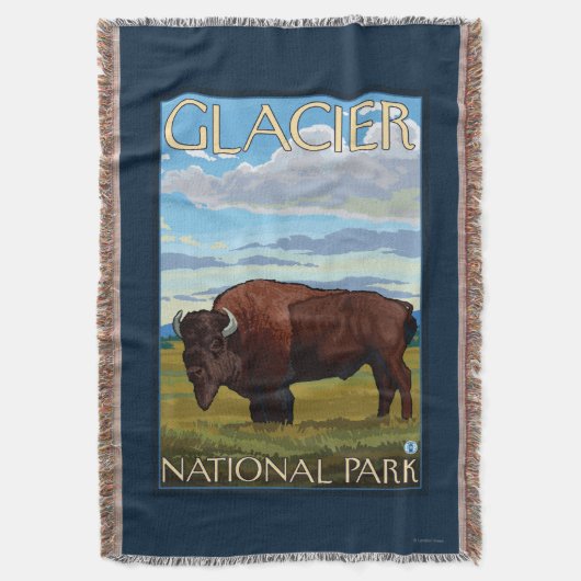 Bison Scene - Glacier National Park, MT Deken (Voorkant Verticaal)