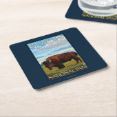 Bison Scene - Glacier National Park, MT Kartonnen Onderzetters (Schuin)