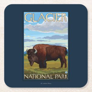 Bison Scene - Glacier National Park, MT Kartonnen Onderzetters