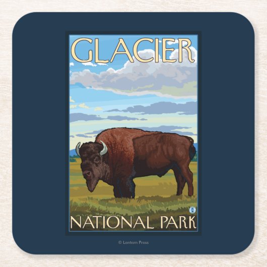 Bison Scene - Glacier National Park, MT Kartonnen Onderzetters (Voorkant)