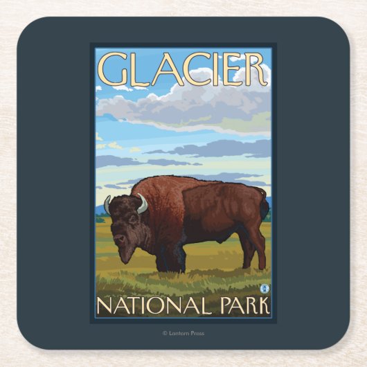 Bison Scene - Glacier National Park, MT Kartonnen Onderzetters (Voorkant)
