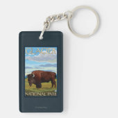 Bison Scene - Glacier National Park, MT Sleutelhanger (achterkant)