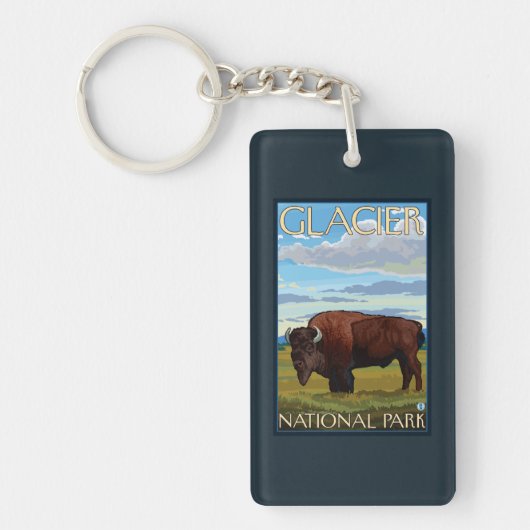 Bison Scene - Glacier National Park, MT Sleutelhanger (Voorkant)