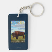 Bison Scene - Glacier National Park, MT Sleutelhanger (achterkant)