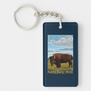 Bison Scene - Glacier National Park, MT Sleutelhanger