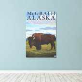 Bison Scene - McGrath, Alaska Canvas Afdruk (Insitu (Houten vloer))