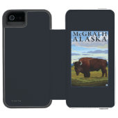 Bison Scene - McGrath, Alaska Incipio iPhone Portemonnee Hoesje (Agenda Open)