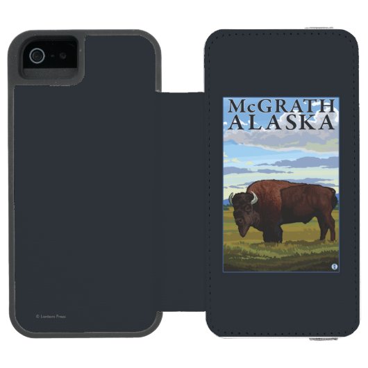 Bison Scene - McGrath, Alaska Incipio iPhone Portemonnee Hoesje (Agenda Open)