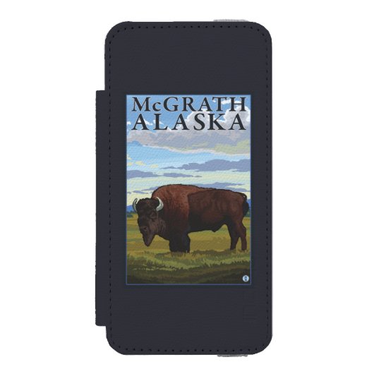 Bison Scene - McGrath, Alaska Incipio iPhone Portemonnee Hoesje (Voorkant Agenda)