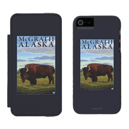 Bison Scene - McGrath, Alaska Incipio iPhone Portemonnee Hoesje (Naast elkaar)
