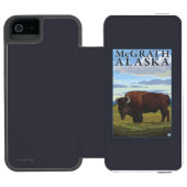 Bison Scene - McGrath, Alaska Incipio iPhone Portemonnee Hoesje (Agenda Open)
