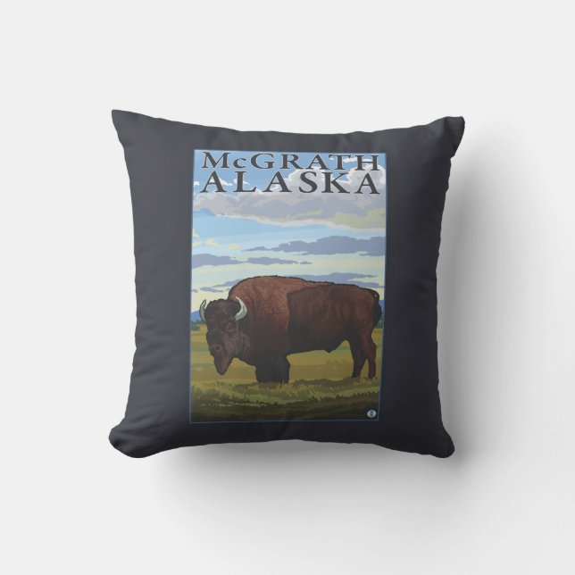 Bison Scene - McGrath, Alaska Kussen (Voorkant)