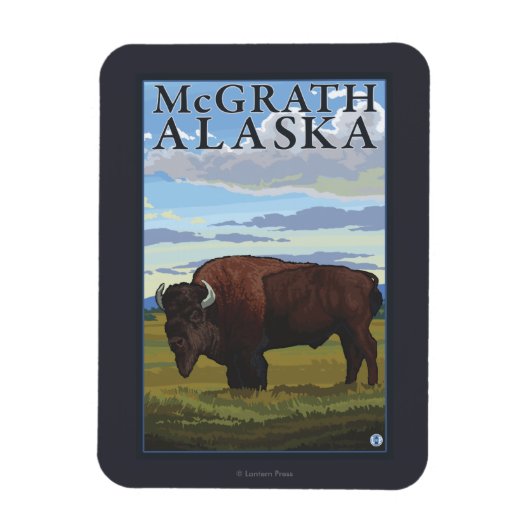 Bison Scene - McGrath, Alaska Magneet (Verticaal)