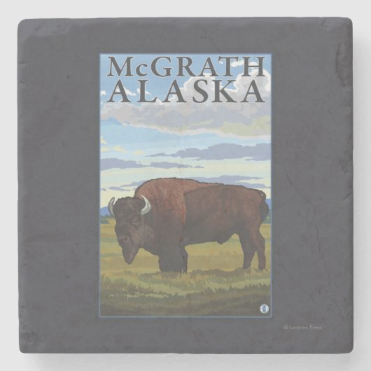 Bison Scene - McGrath, Alaska Stenen Onderzetter (Voorkant)