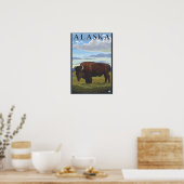 Bison Scene-Vintage Travel Poster (Keuken)