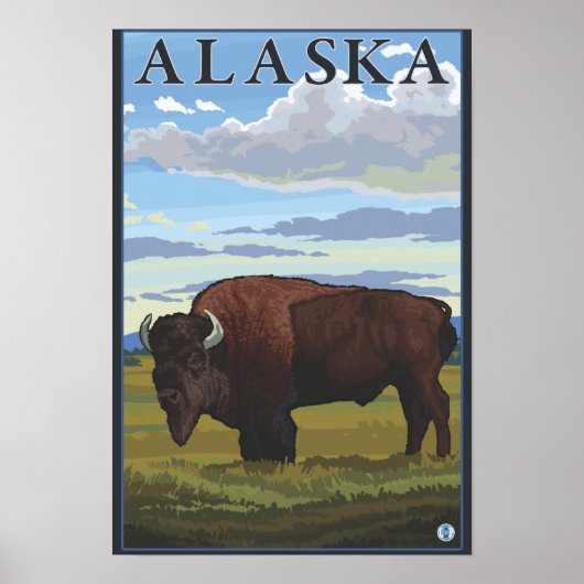 Bison Scene-Vintage Travel Poster (Voorkant)