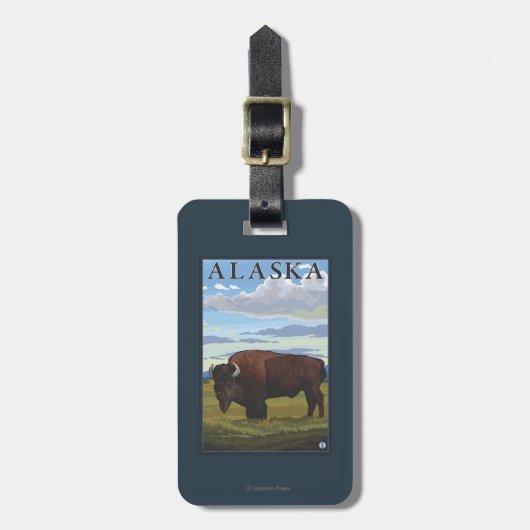 Bison Scene-Vintage Travel Poster Bagagelabel (Voorkant verticaal)