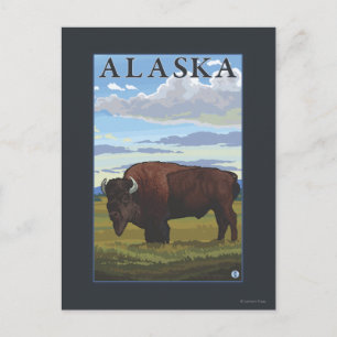 Bison Scene-Vintage Travel Poster Briefkaart